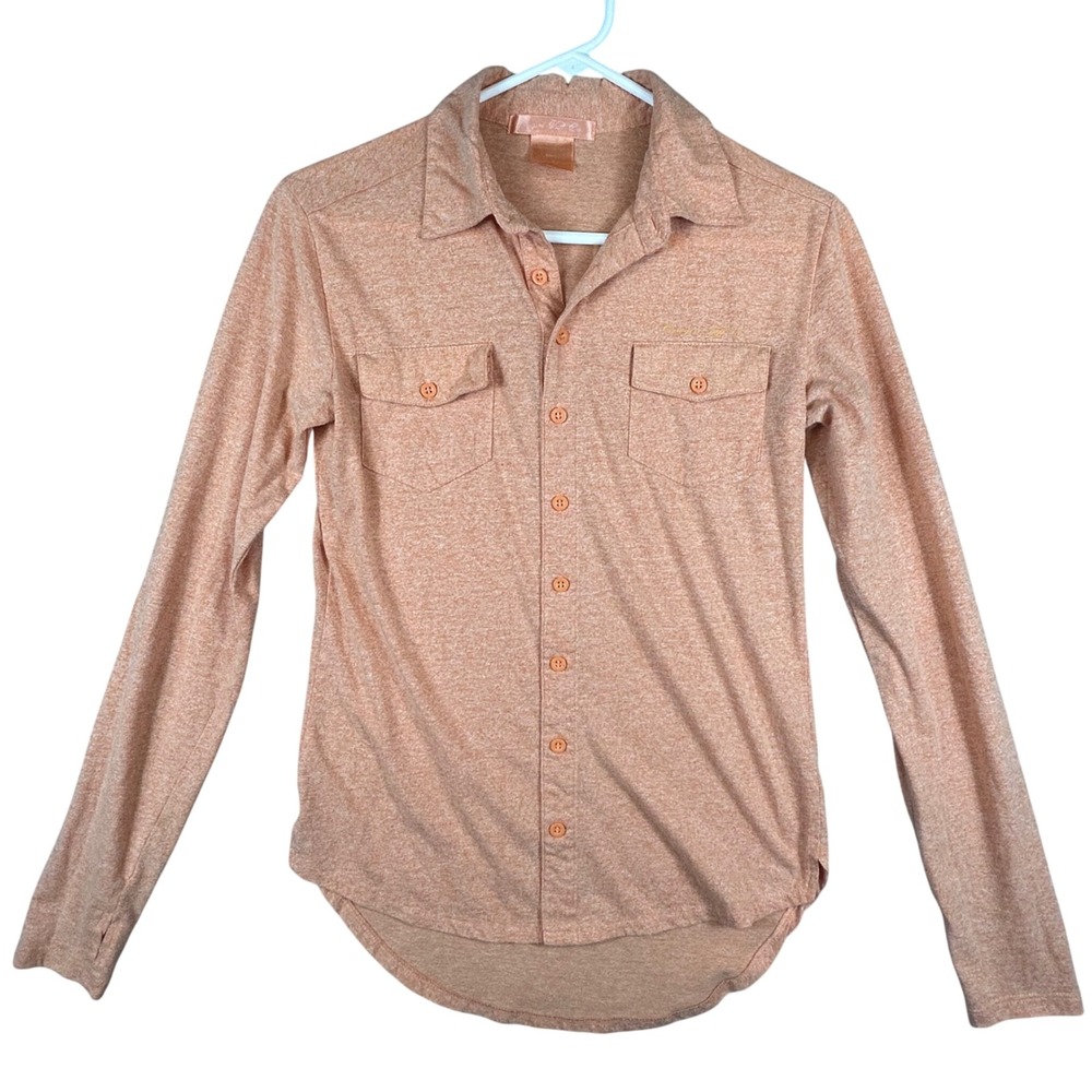 Cowgirl Tuff Co Womens Peach Heathered Knit Western Button Up Shirt 100238 S